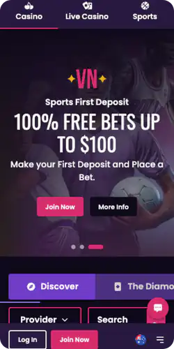 Vegasnow App Home page