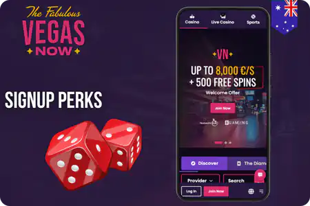 VegasNow login Signup perks