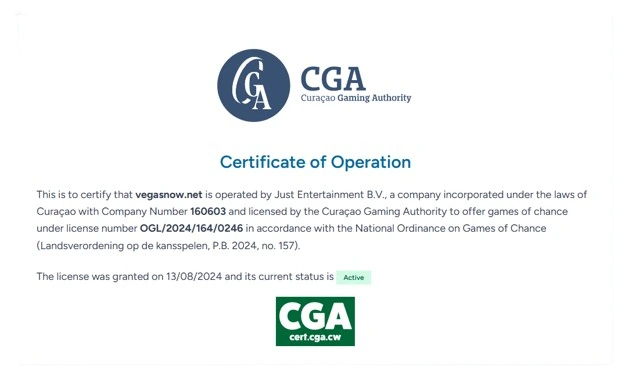 Certificate of Operation